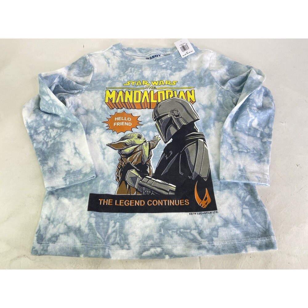Star Wars The Mandalorian Grogu Yoda Long Sleeve Tee T-Shirt Top Toddler Boys 4T